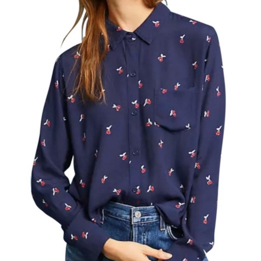 Rails top “Kate” Whimsical cherry print navy top
